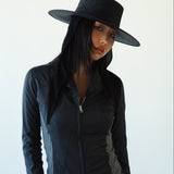 Cielo Hat w. Shade in Black Toquilla Straw - CLYDE