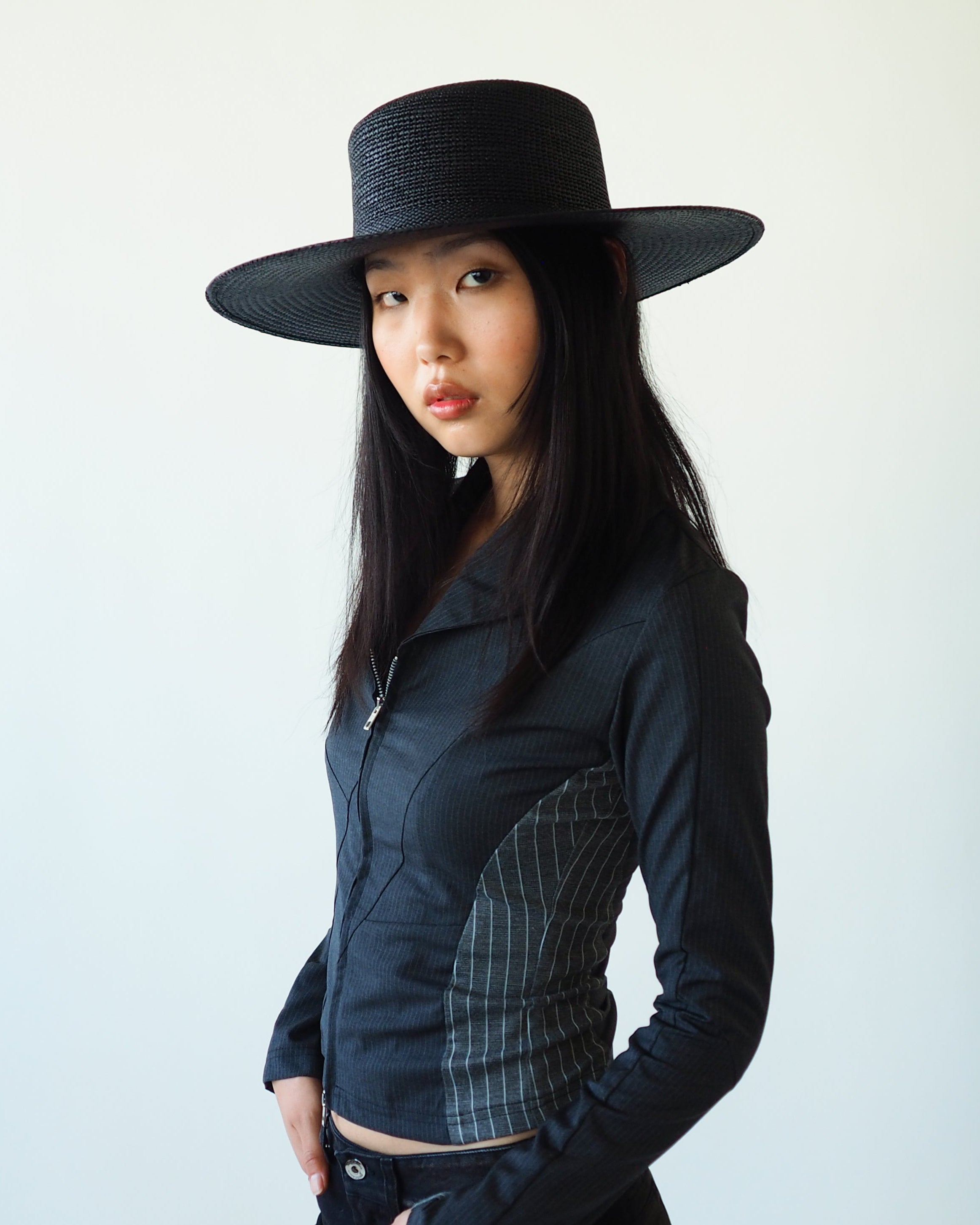 Cielo Hat in Black Toquilla Straw - CLYDE