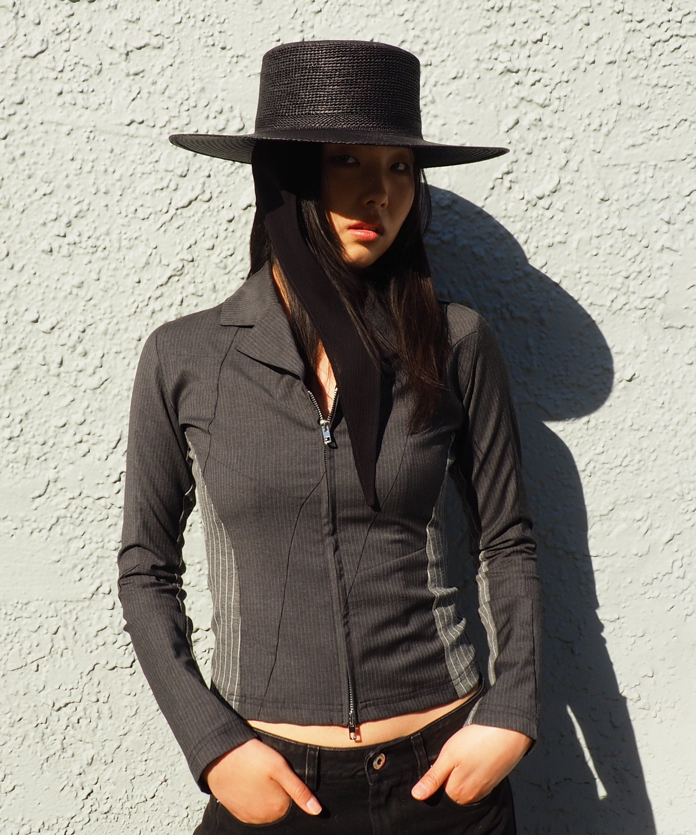 Cielo Hat w. Shade in Black Toquilla Straw - CLYDE