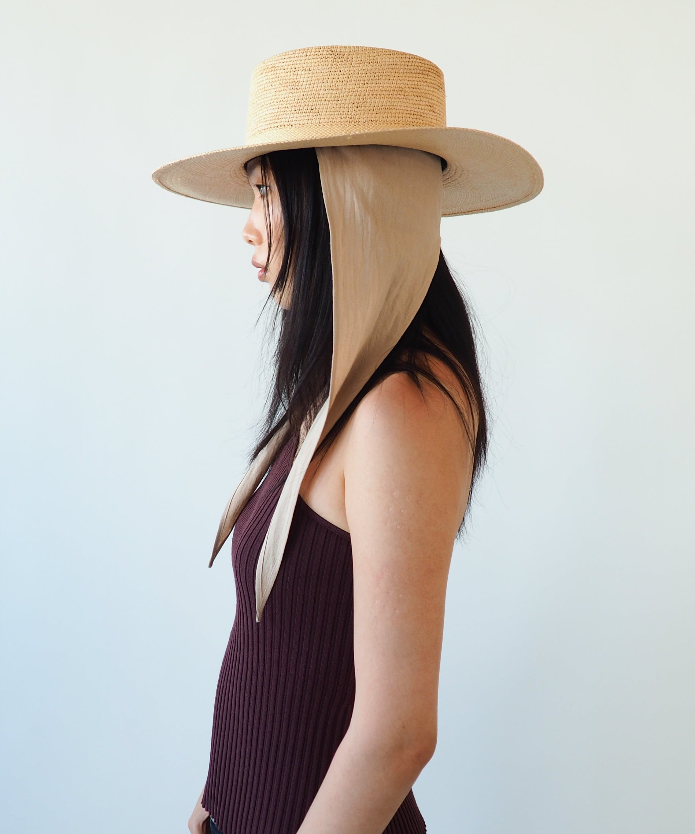 Cielo Hat w. Shade in Tan Toquilla Straw - CLYDE