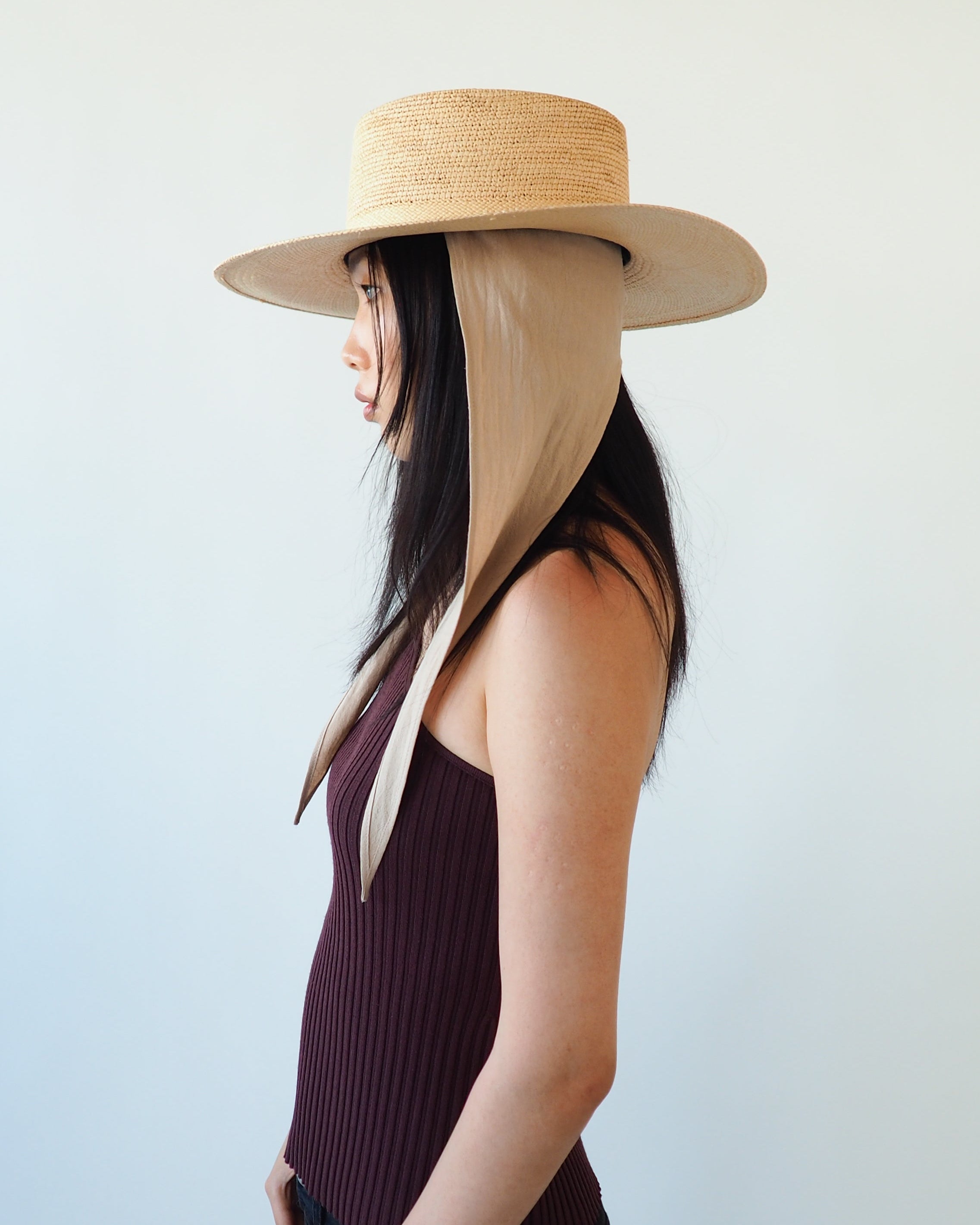 Cielo Hat w. Shade in Tan Toquilla Straw - CLYDE