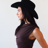 Cowboy Hat in Black Wool - CLYDE