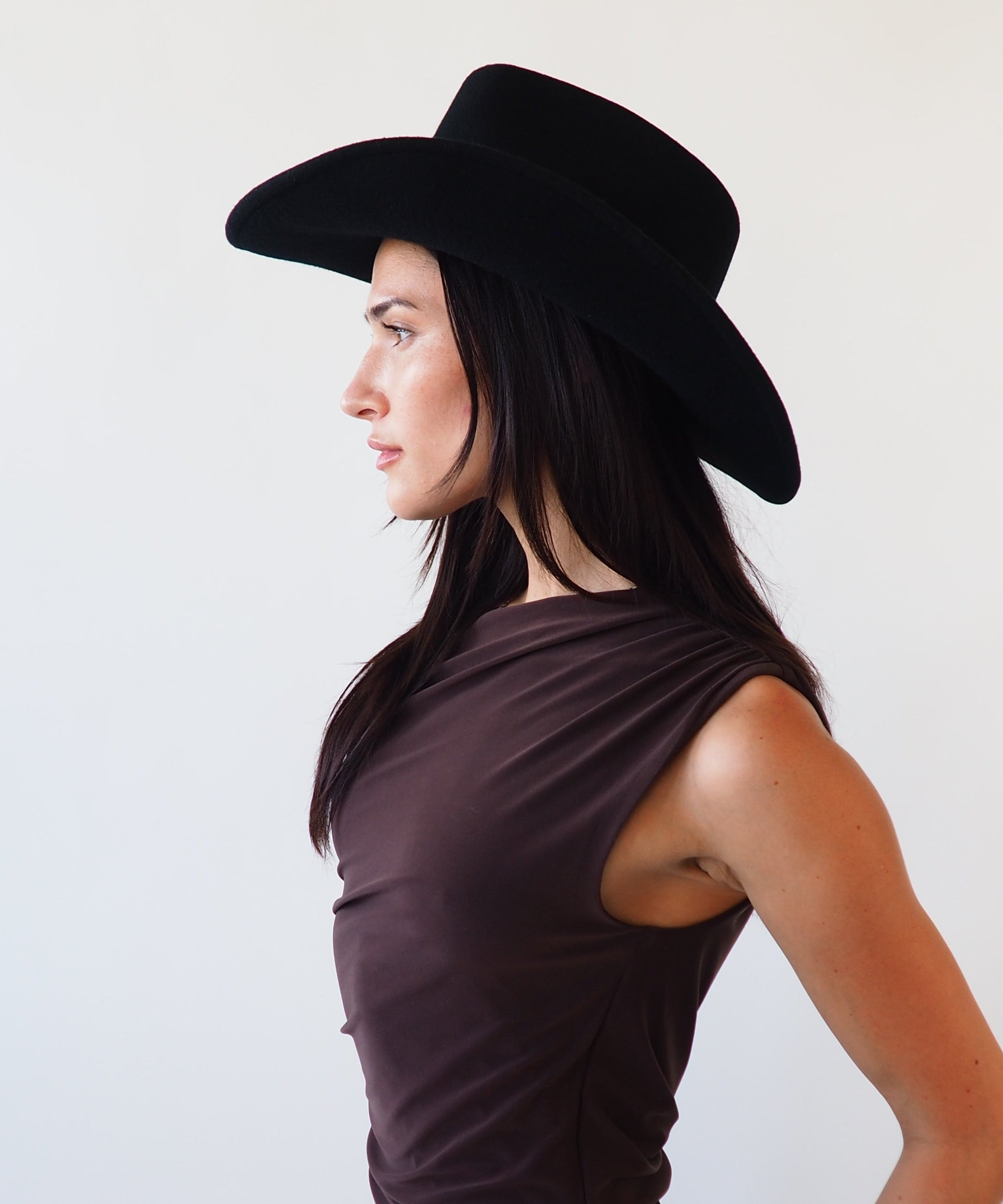 Cowboy Hat in Black Wool - CLYDE