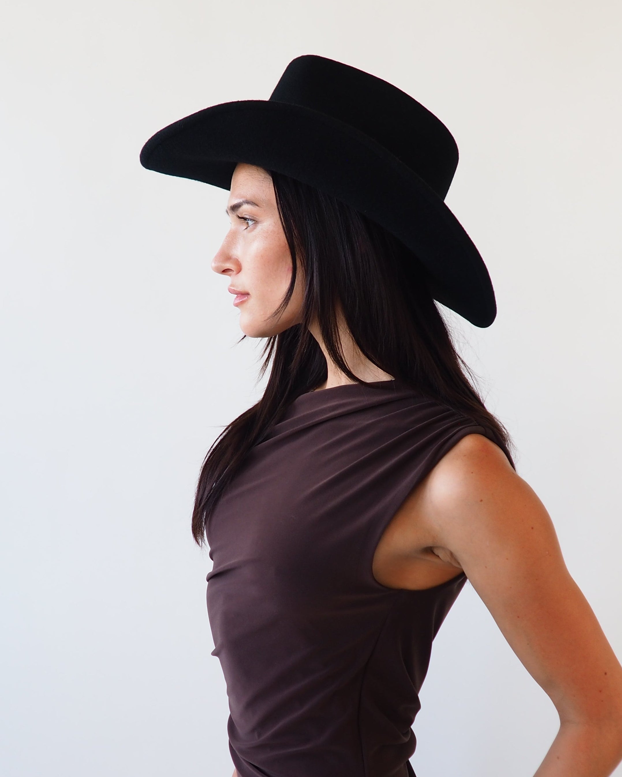 Cowboy Hat in Black Wool - CLYDE