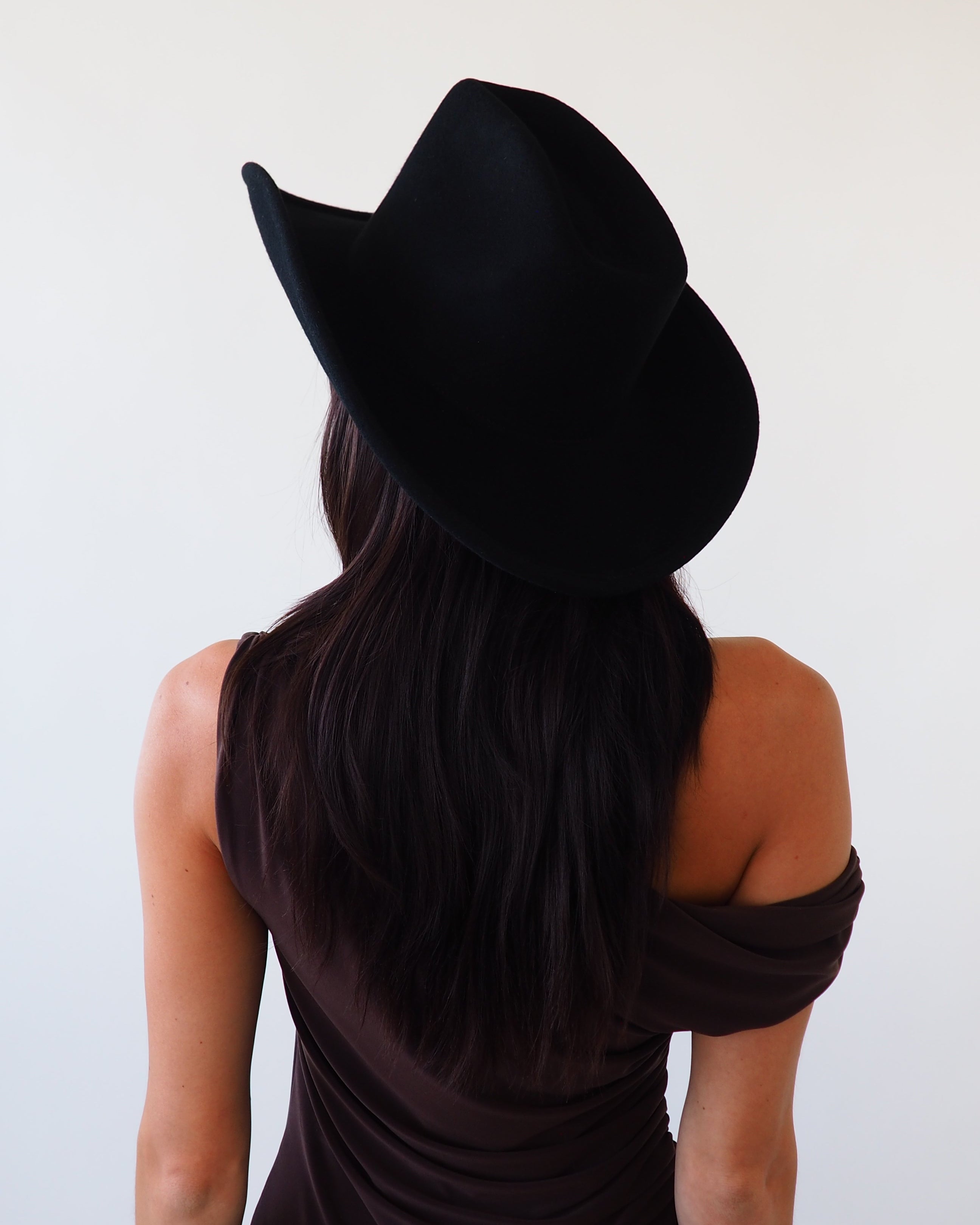 Cowboy Hat in Black Wool - CLYDE