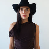 Cowboy Hat in Black Wool - CLYDE