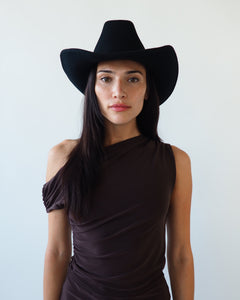 Cowboy Hat in Black Wool - CLYDE