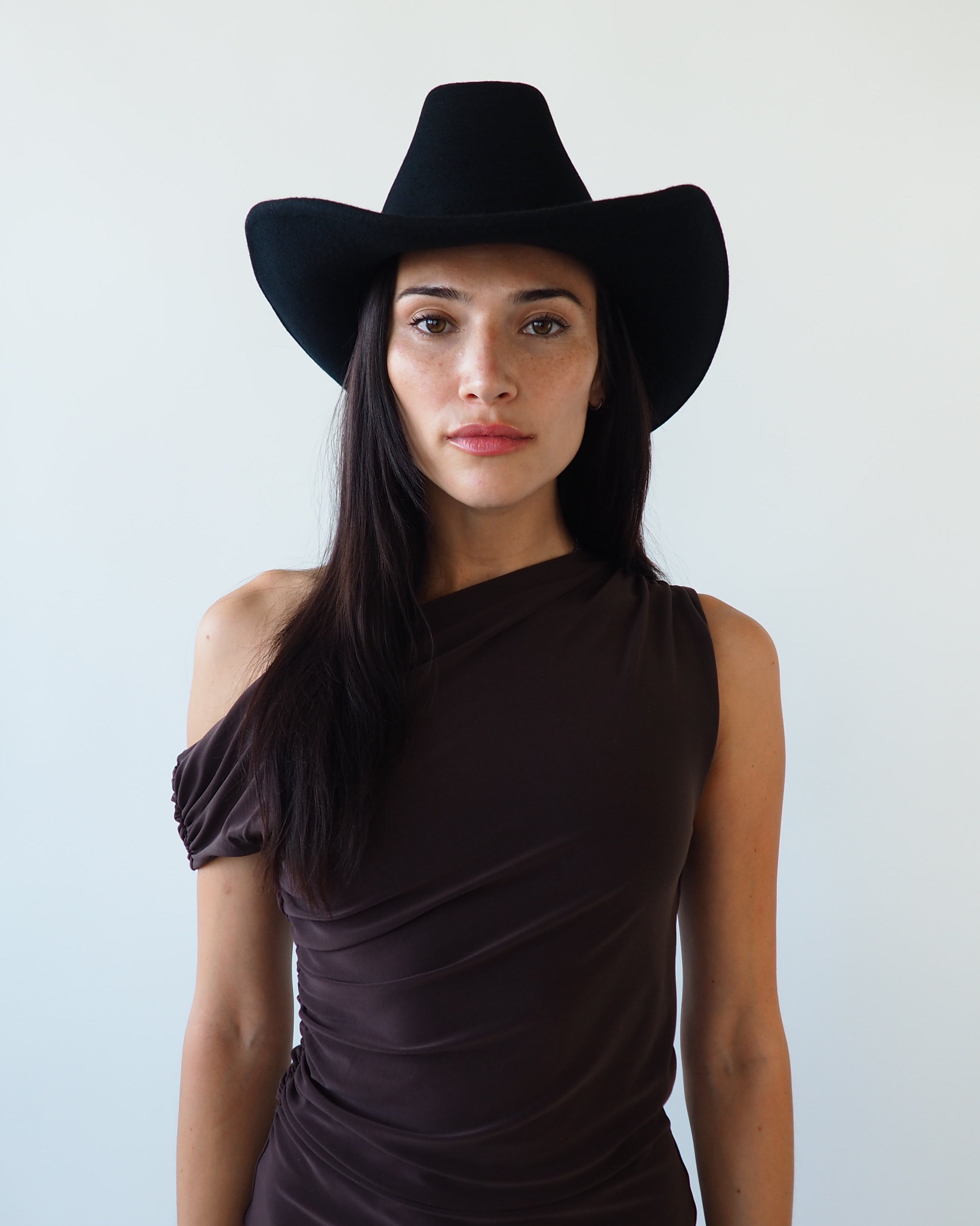 Cowboy Hat in Black Wool - CLYDE