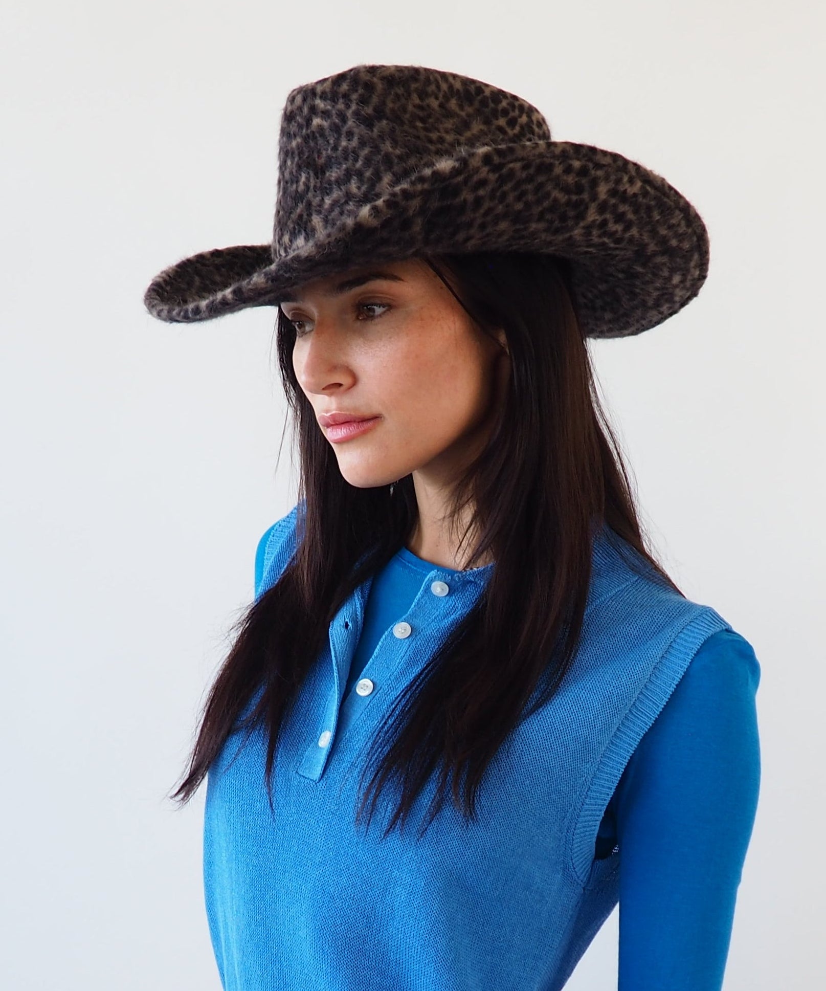 Cowboy Hat in Cheetah Spot Angora - CLYDE