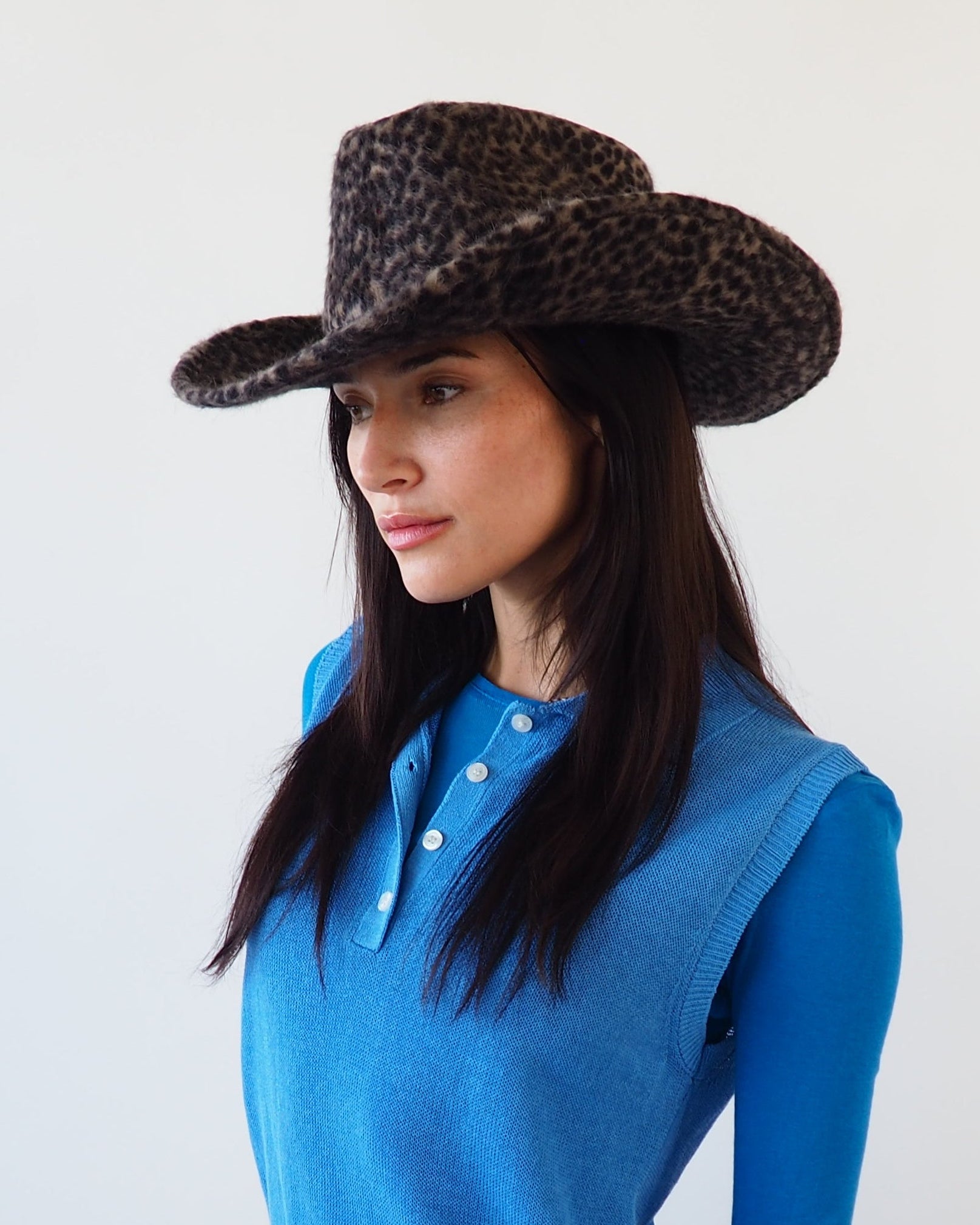 Cowboy Hat in Cheetah Spot Angora - CLYDE