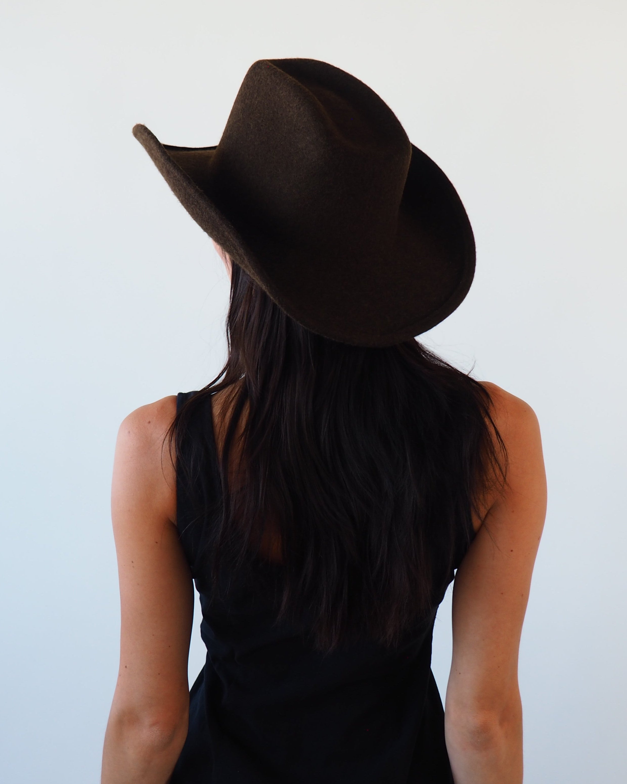 Cowboy Hat in Brown Melange Wool - CLYDE