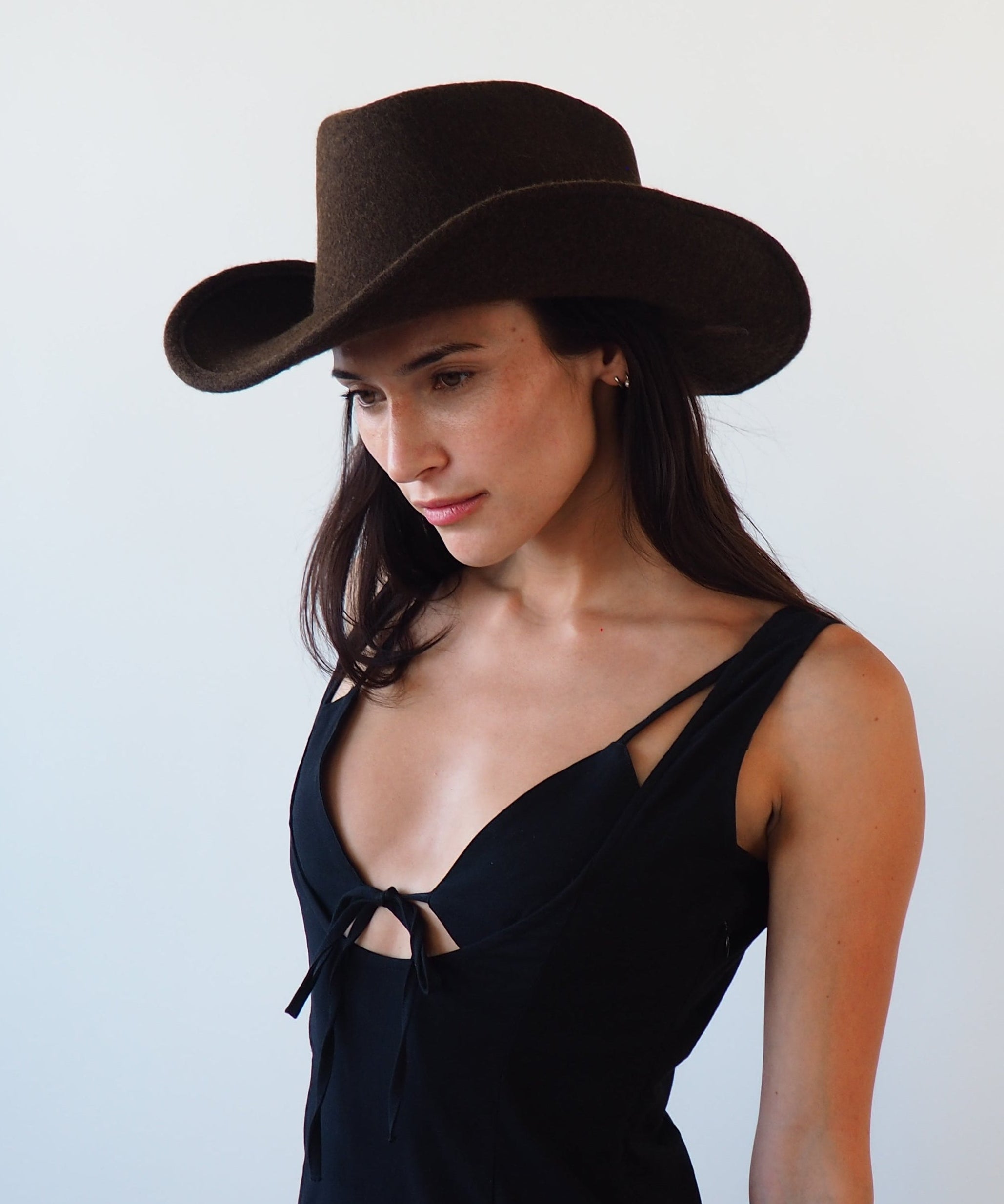 Cowboy Hat in Brown Melange Wool - CLYDE