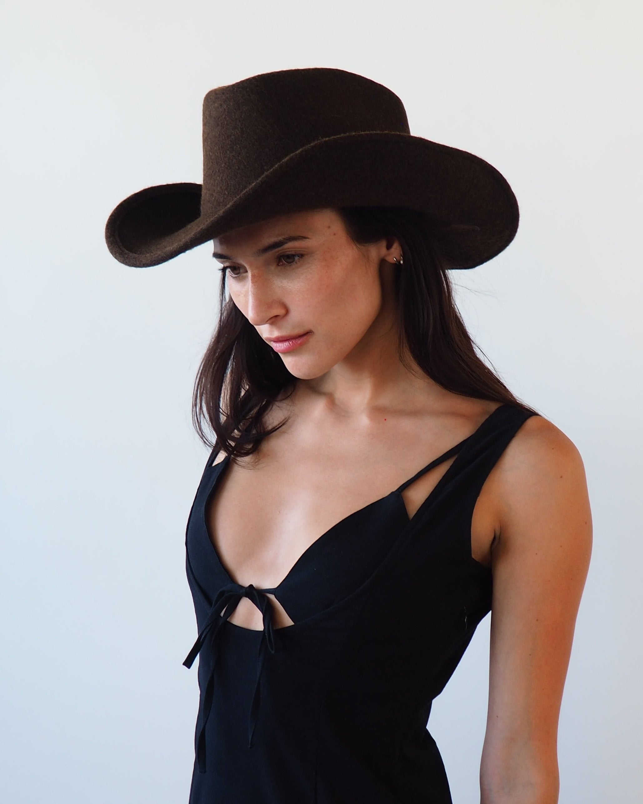 Cowboy Hat in Brown Melange Wool - CLYDE