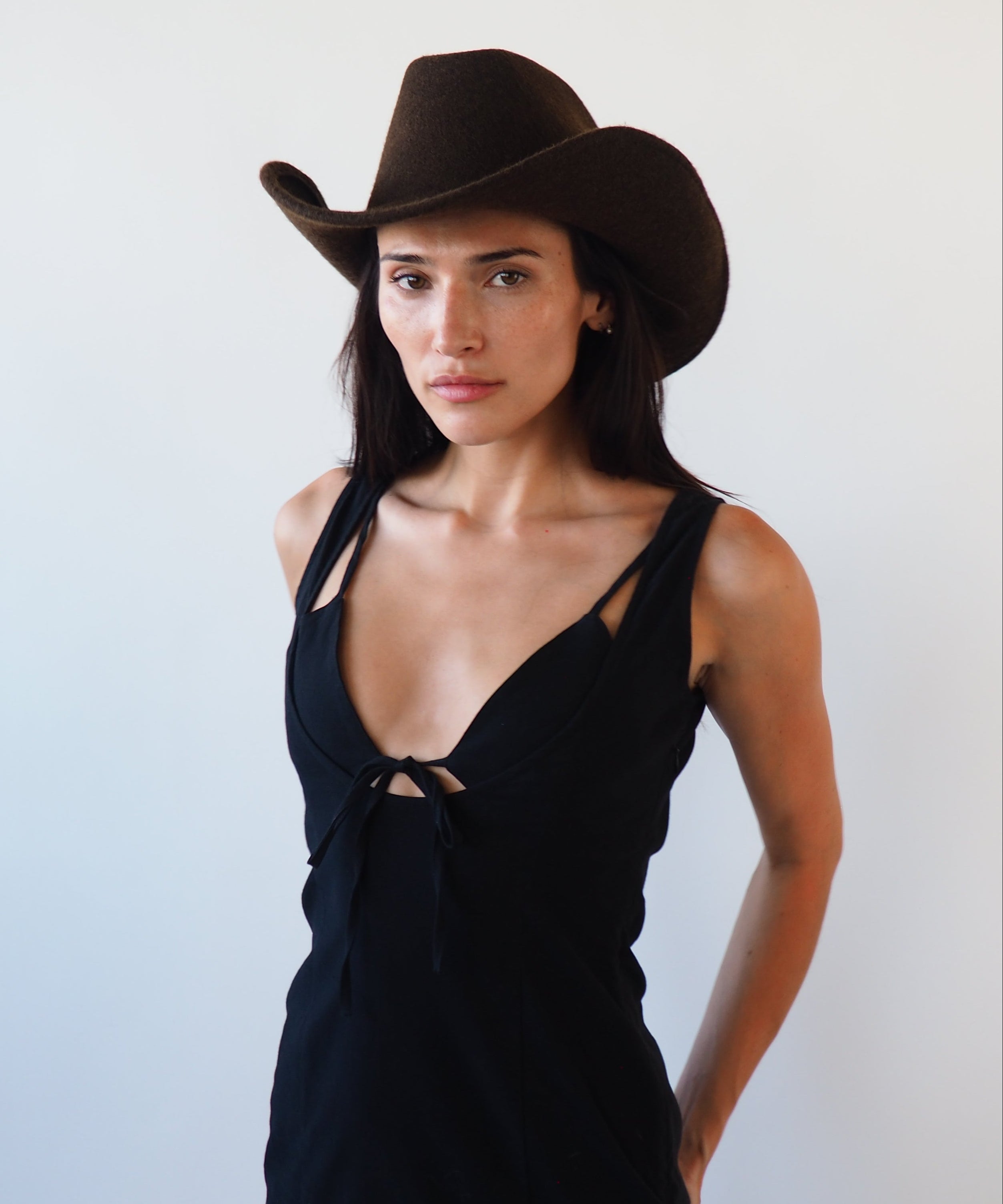 Cowboy Hat in Brown Melange Wool - CLYDE