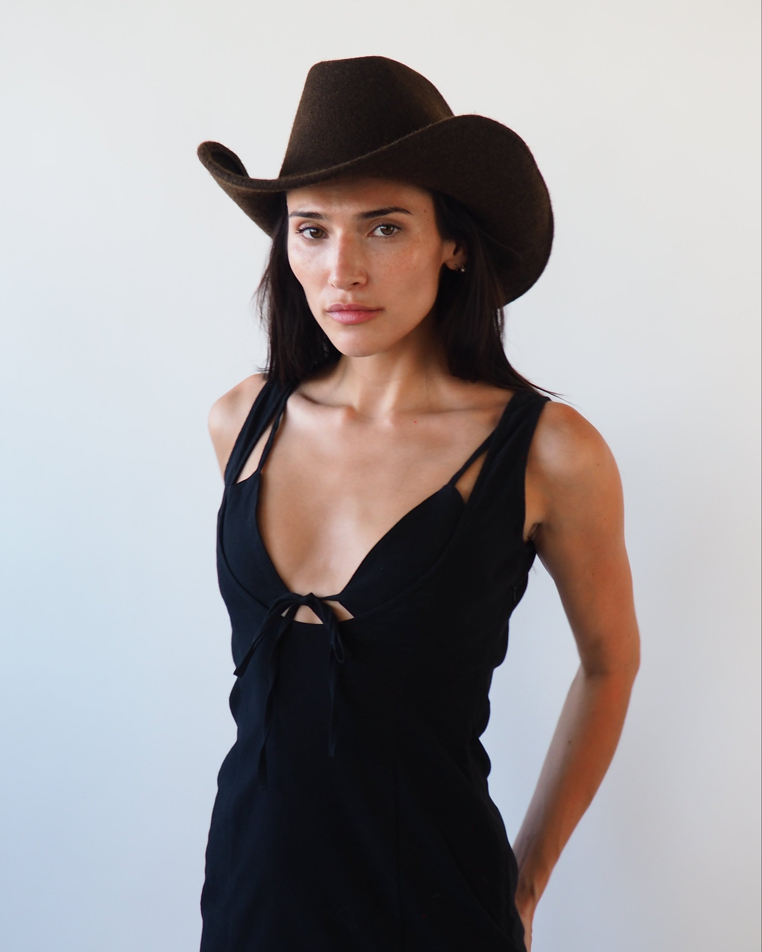Cowboy Hat in Brown Melange Wool - CLYDE
