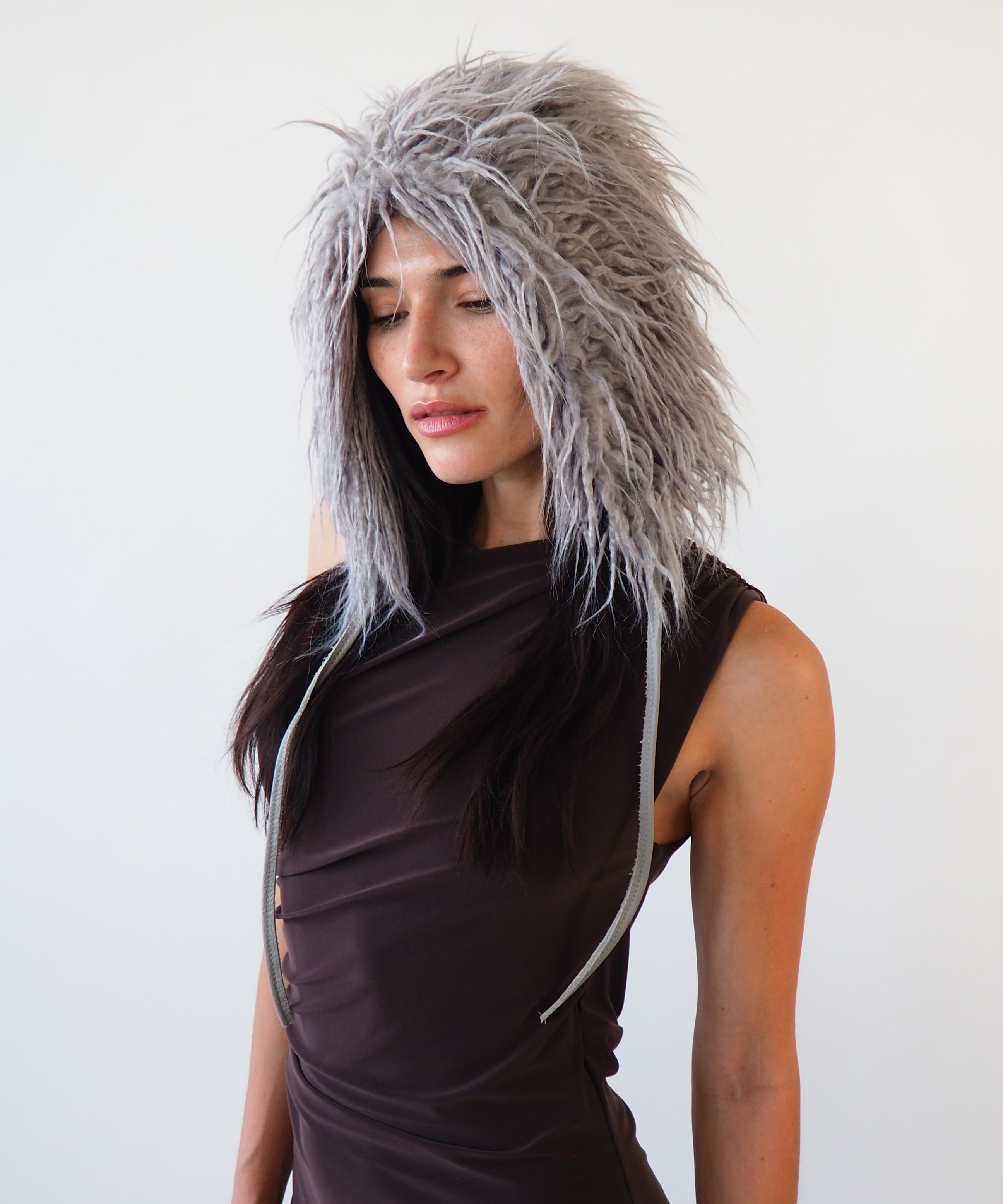 Creature Hat in Gray Faux Yak - CLYDE