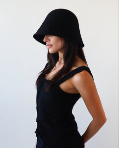 Crown Hat in Black Wool - CLYDE