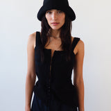 Crown Hat in Black Wool - CLYDE