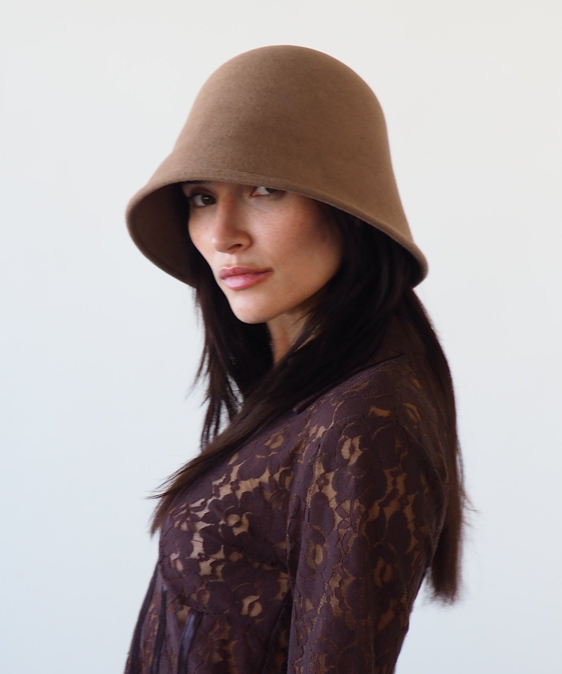 Crown Hat in Taupe Wool - CLYDE