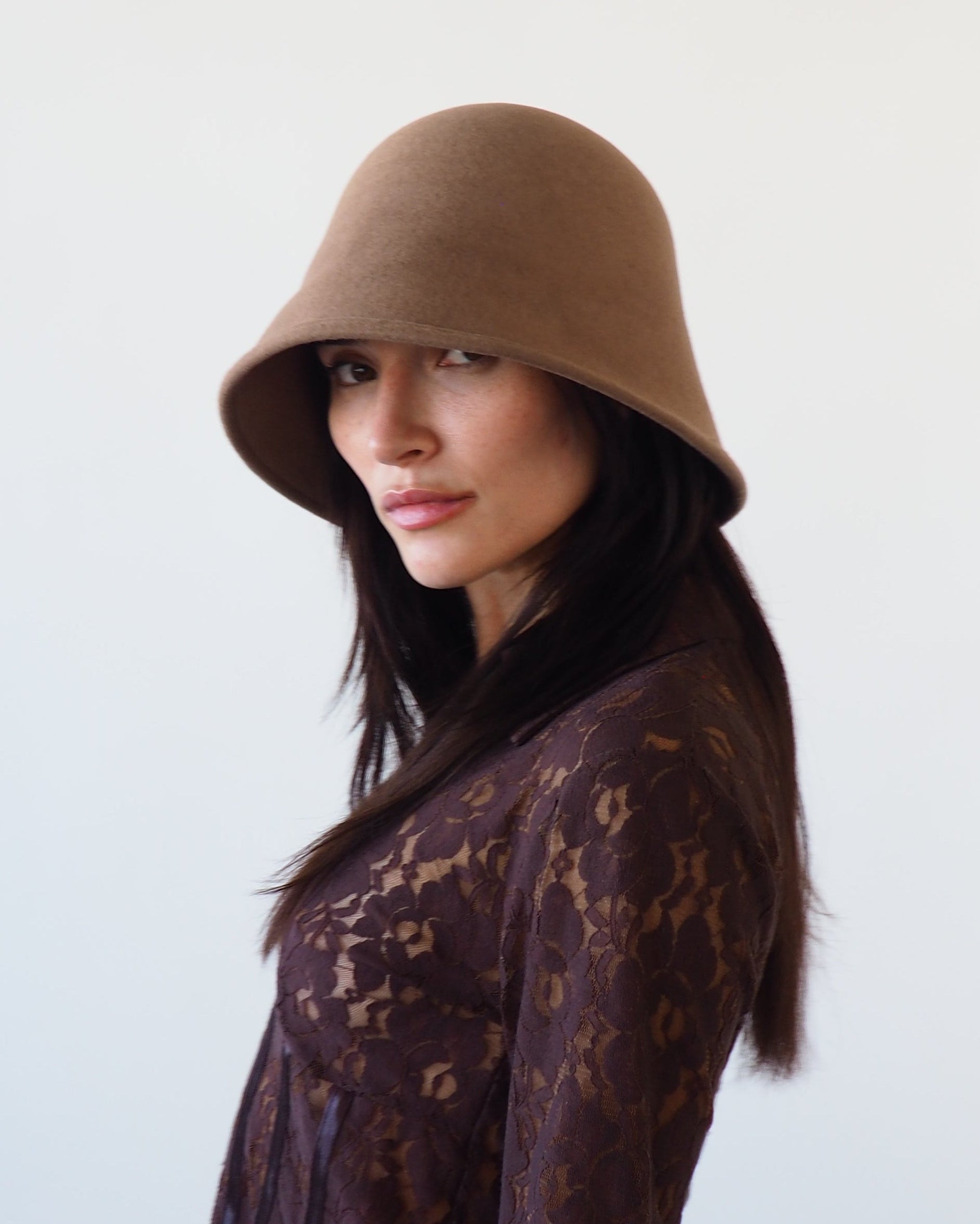 Crown Hat in Taupe Wool - CLYDE