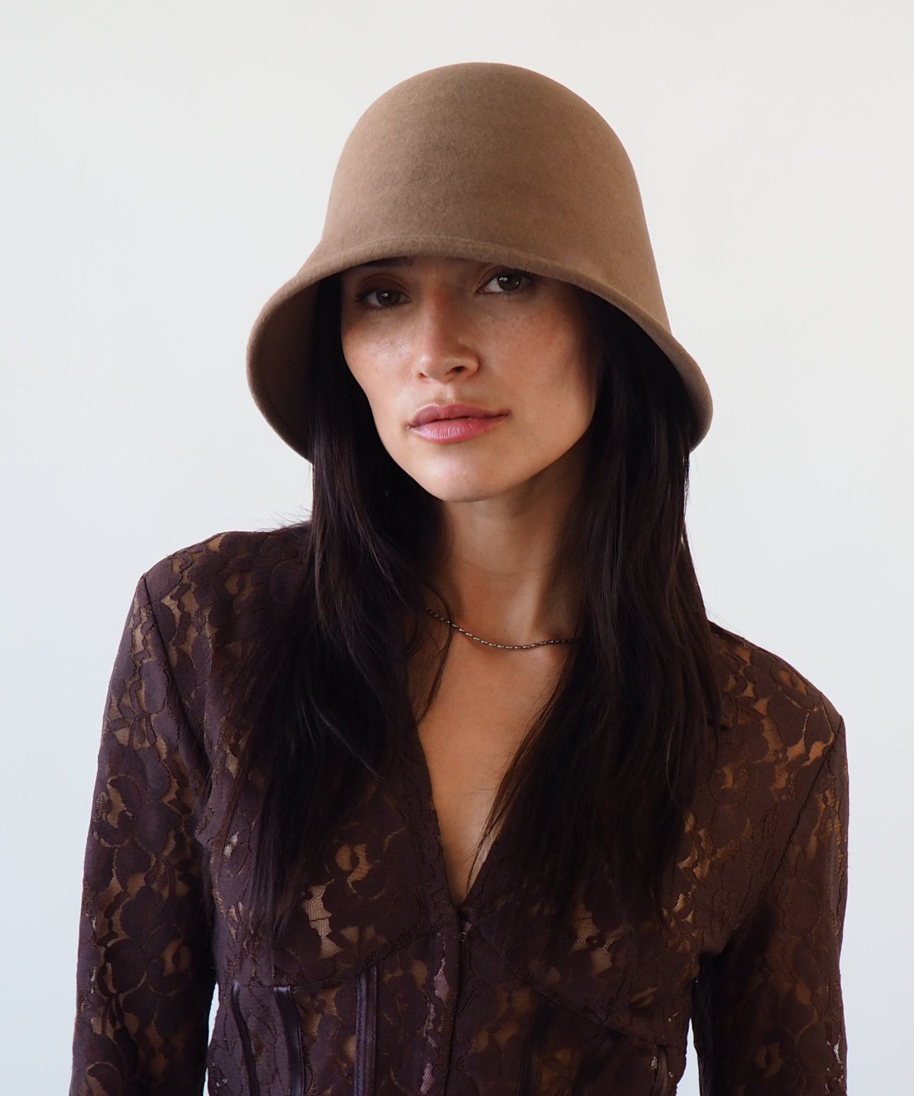 Crown Hat in Taupe Wool - CLYDE