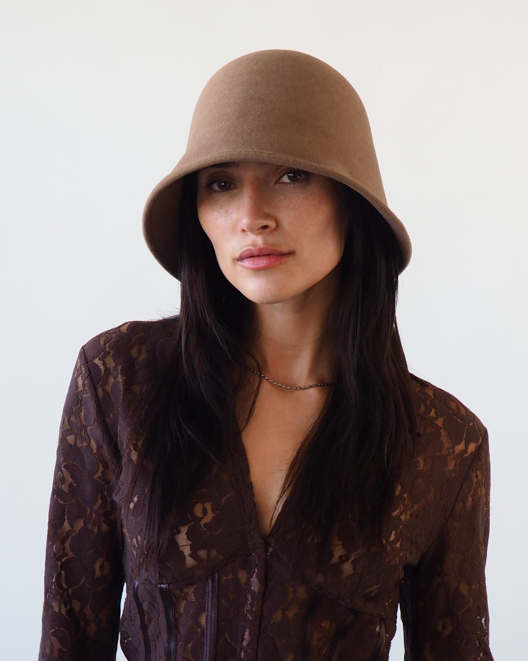 Crown Hat in Taupe Wool - CLYDE