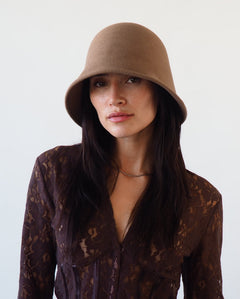 Crown Hat in Taupe Wool - CLYDE