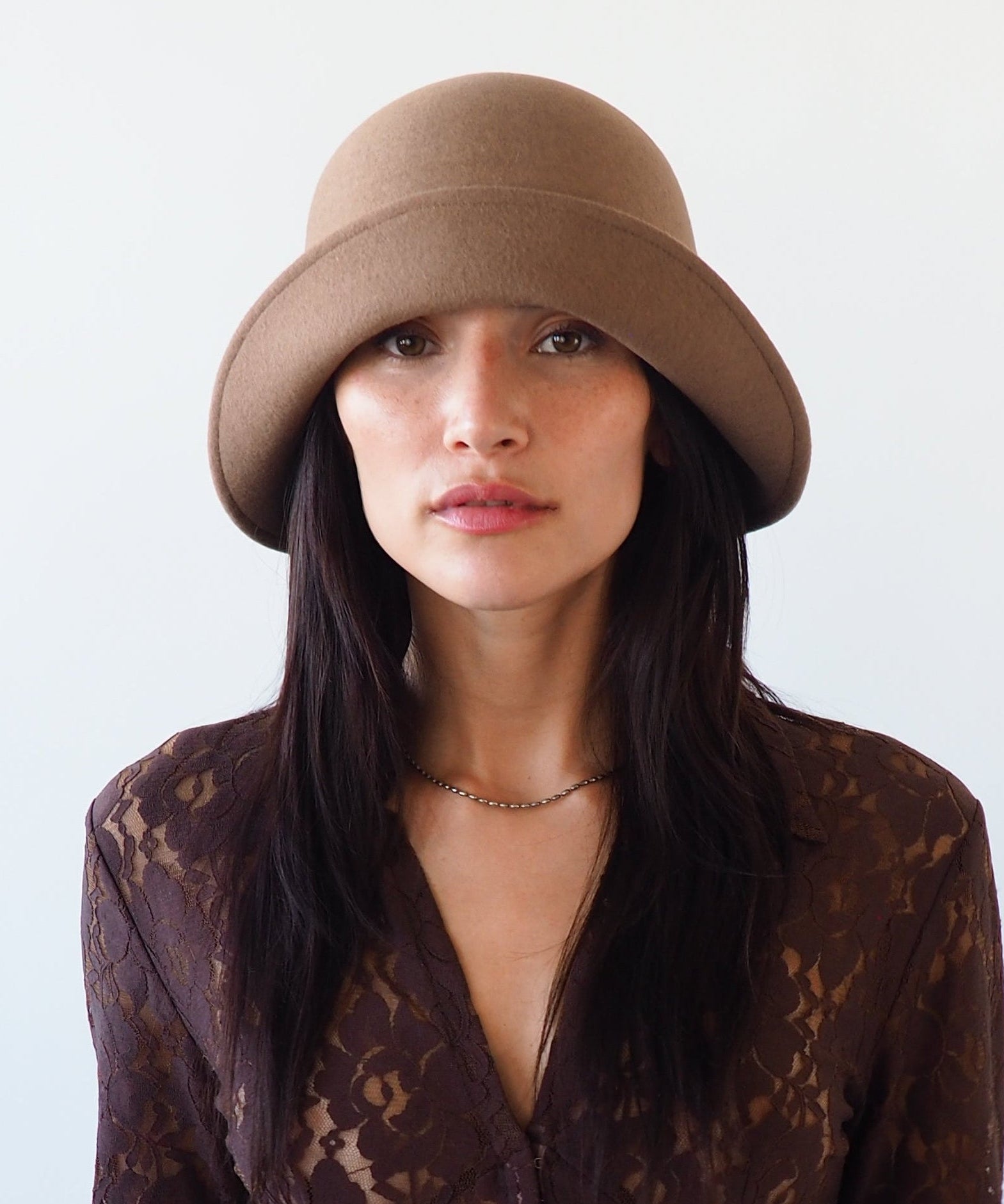 Crown Hat in Taupe Wool - CLYDE