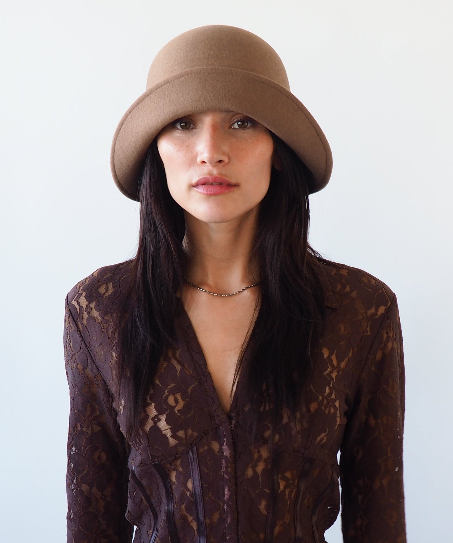 Crown Hat in Taupe Wool - CLYDE