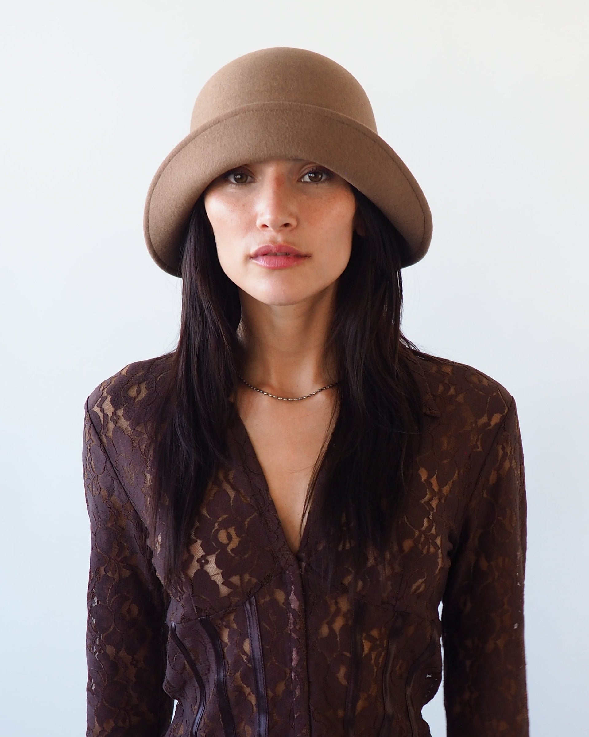 Crown Hat in Taupe Wool - CLYDE