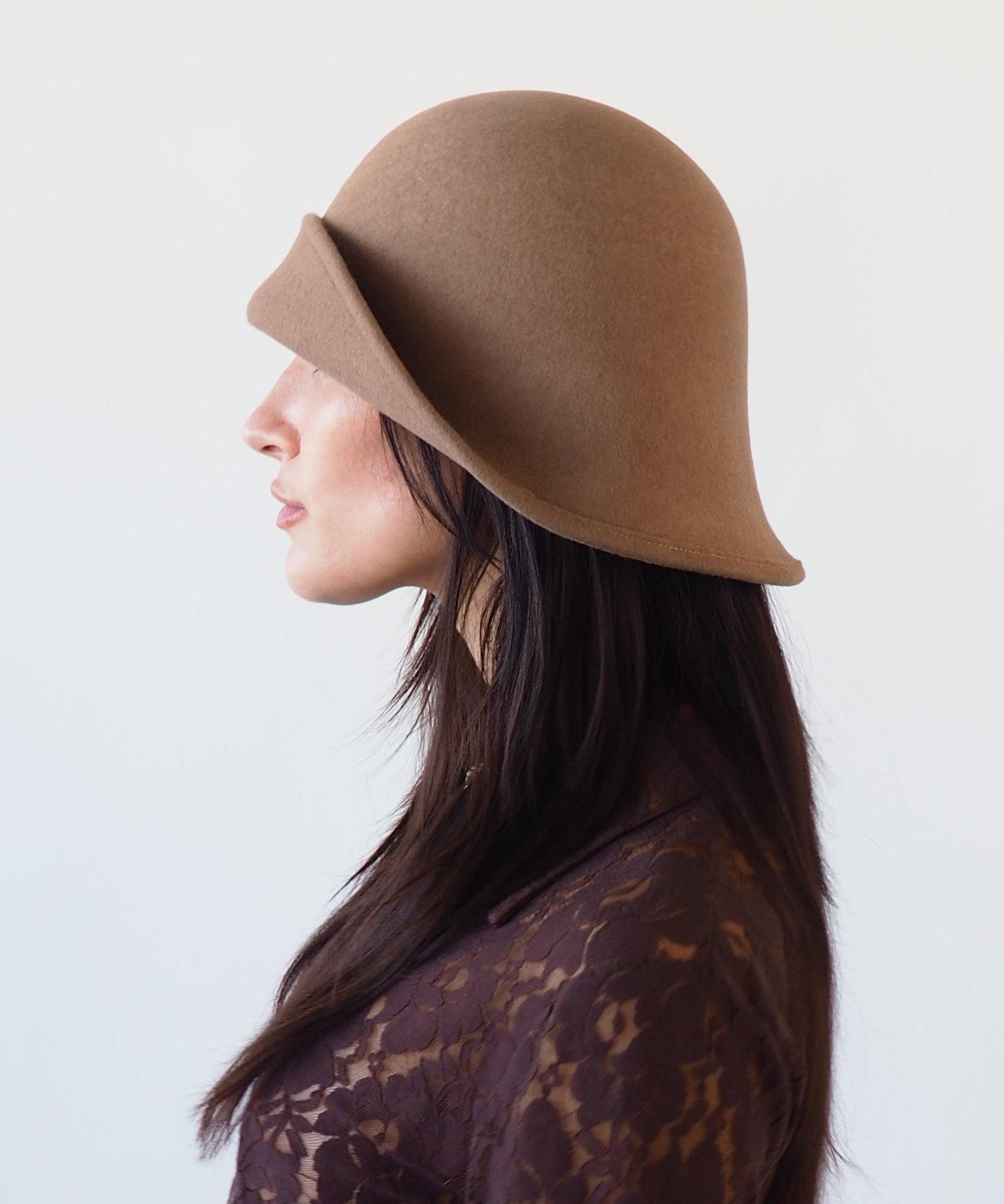 Crown Hat in Taupe Wool - CLYDE