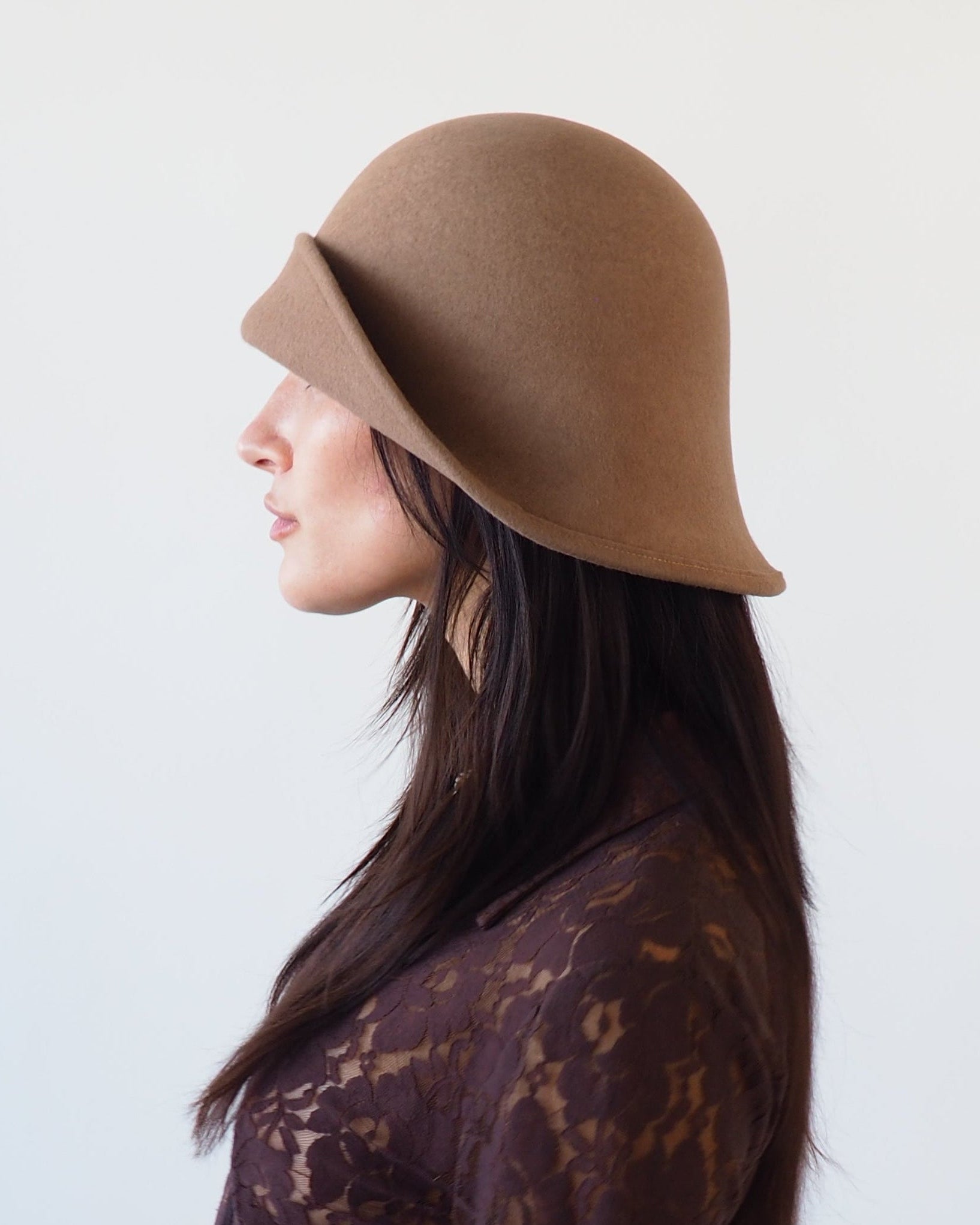Crown Hat in Taupe Wool - CLYDE