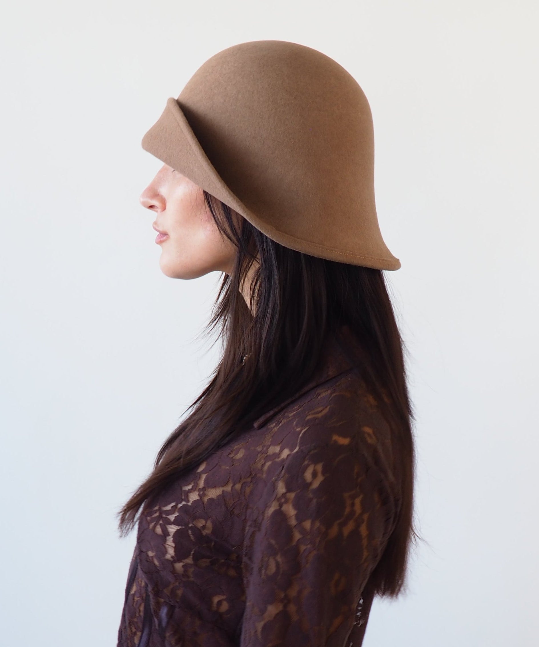 Crown Hat in Taupe Wool - CLYDE