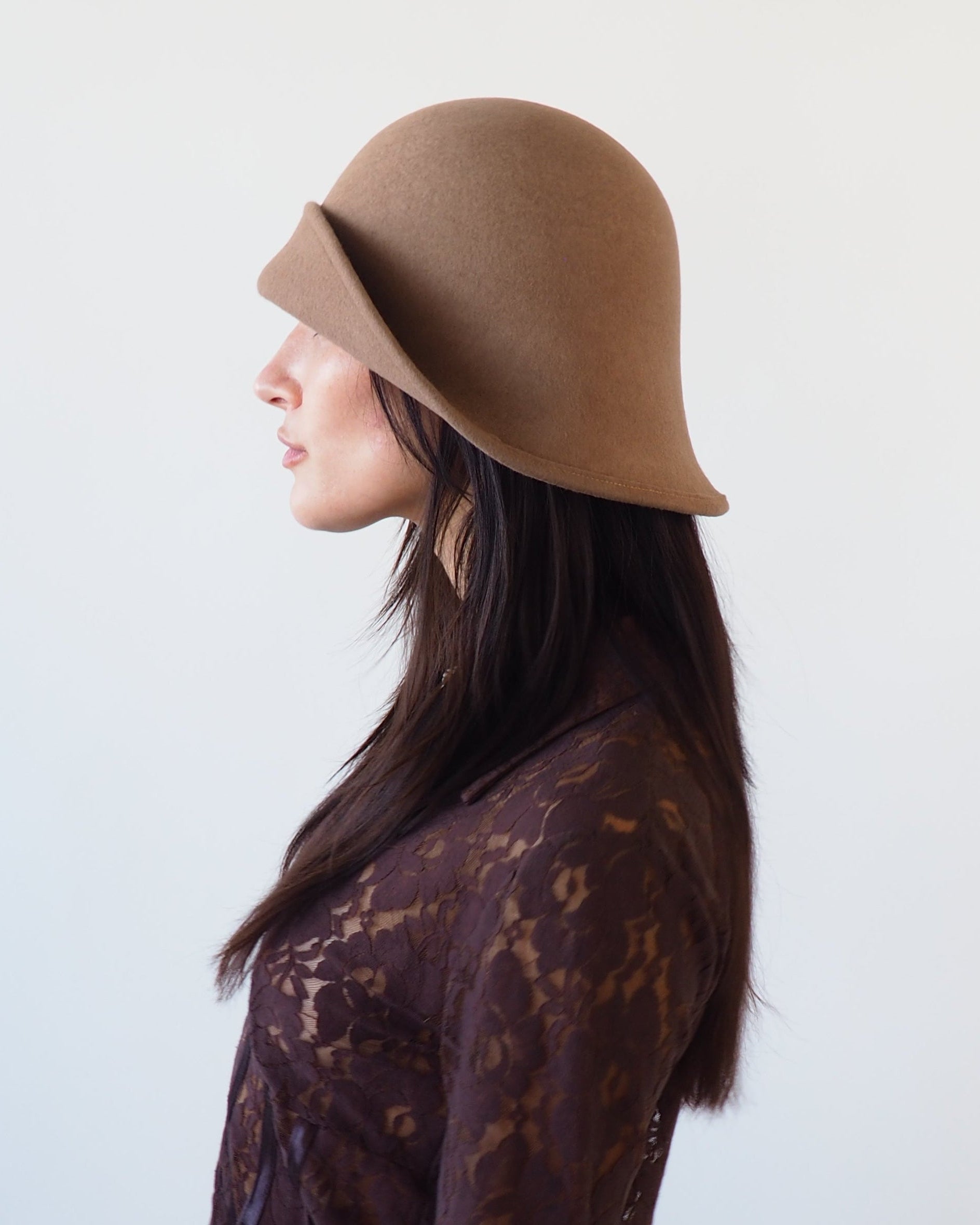 Crown Hat in Taupe Wool - CLYDE