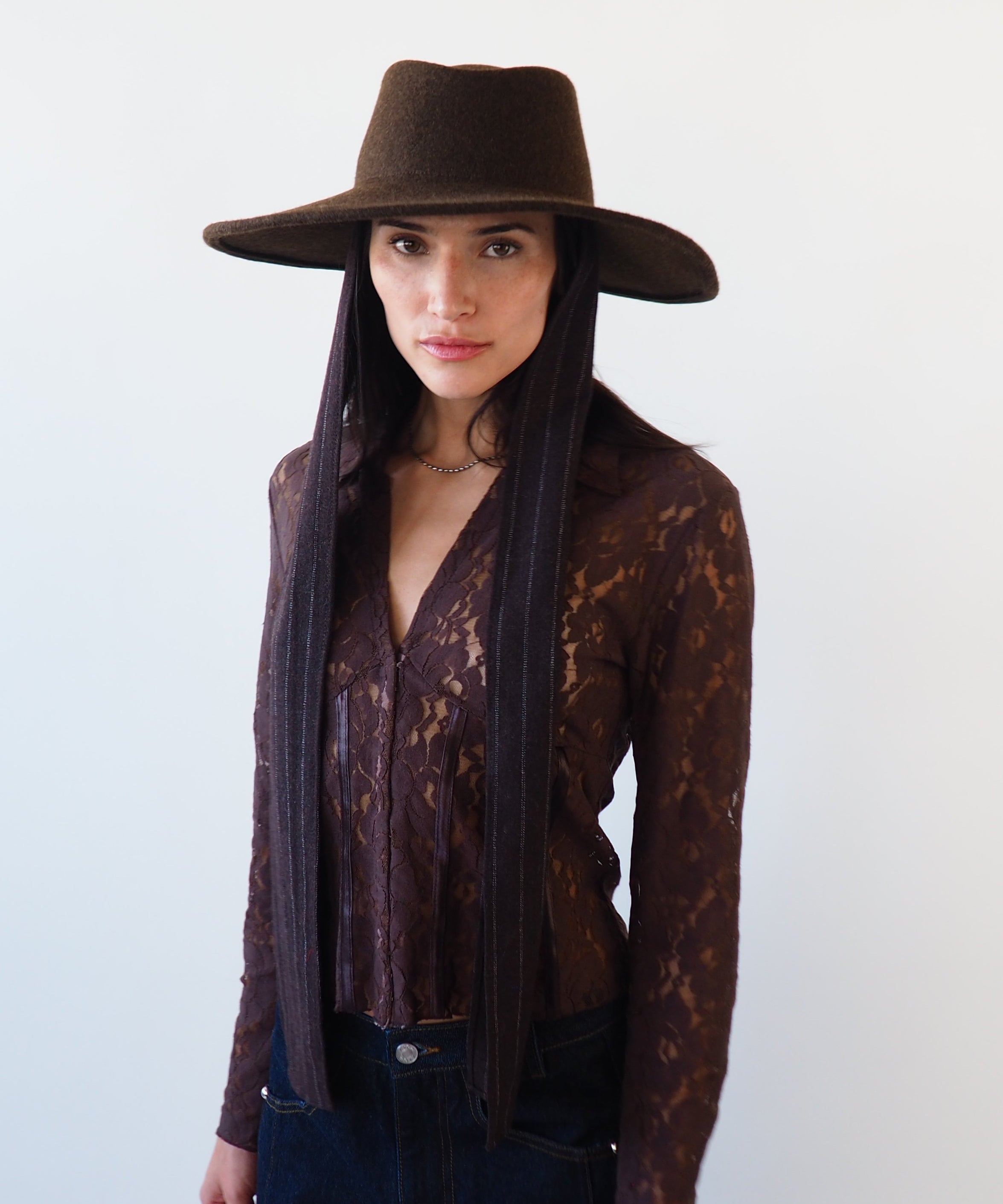 Dai Hat w. Scarves in Brown Melange - CLYDE