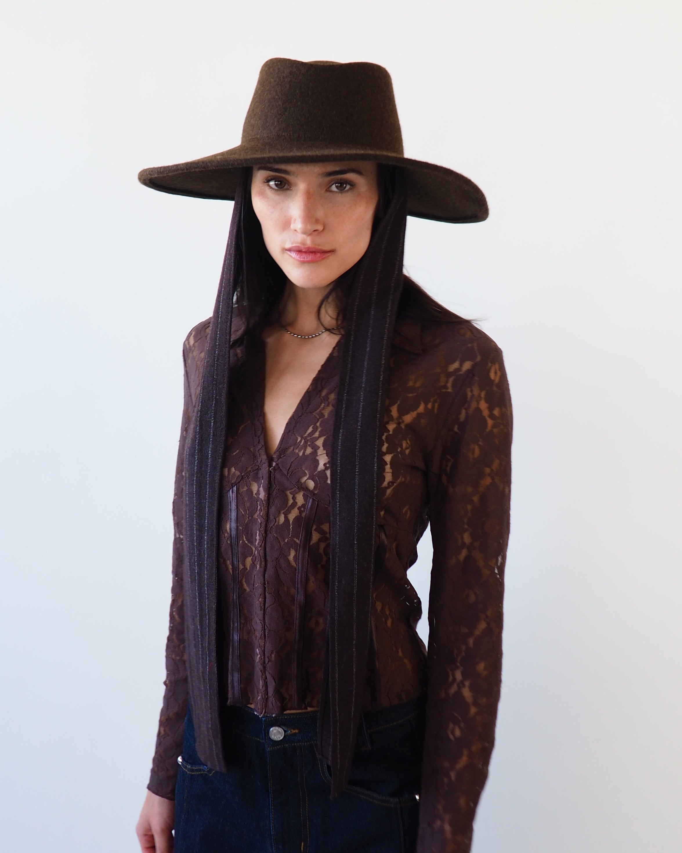 Dai Hat w. Scarves in Brown Melange - CLYDE