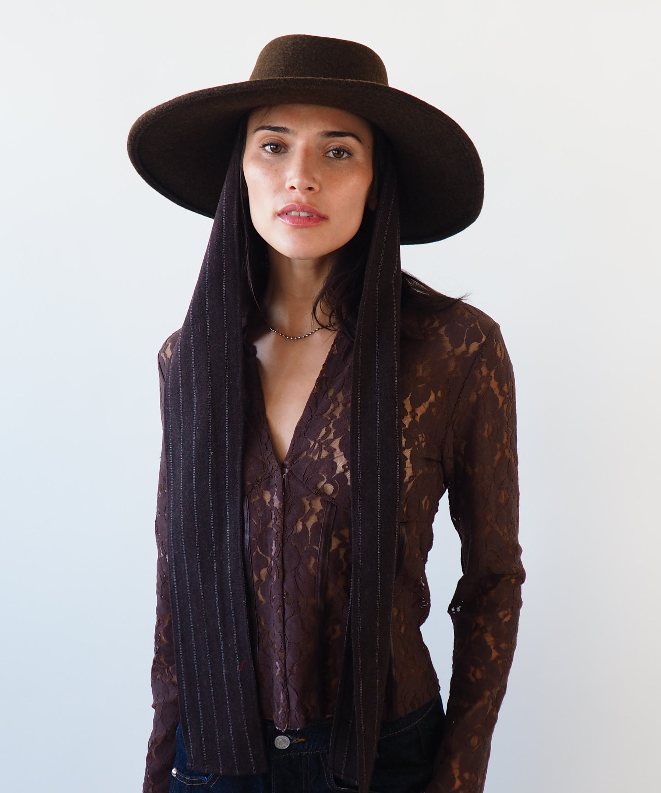 Dai Hat w. Scarves in Brown Melange - CLYDE
