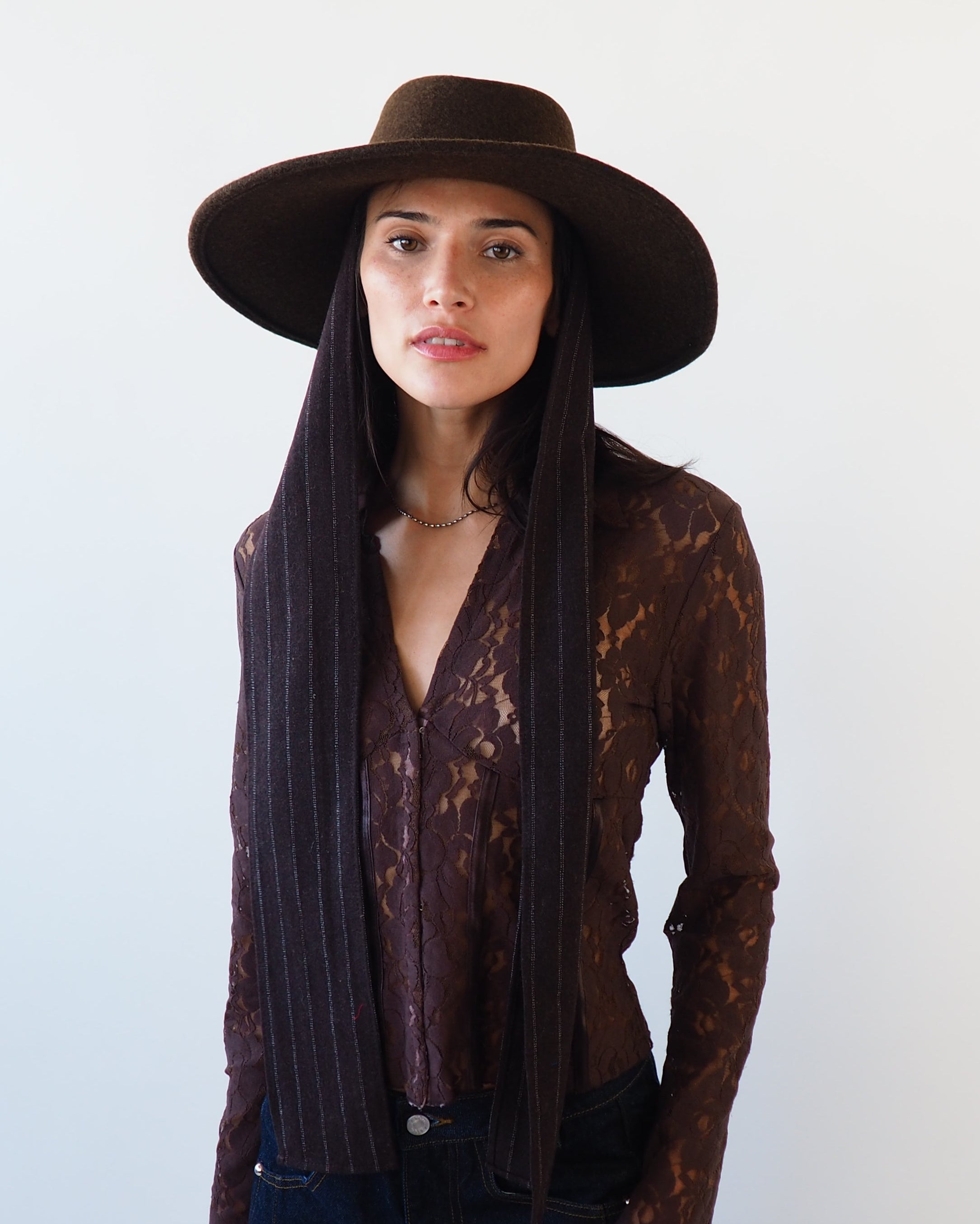 Dai Hat w. Scarves in Brown Melange - CLYDE