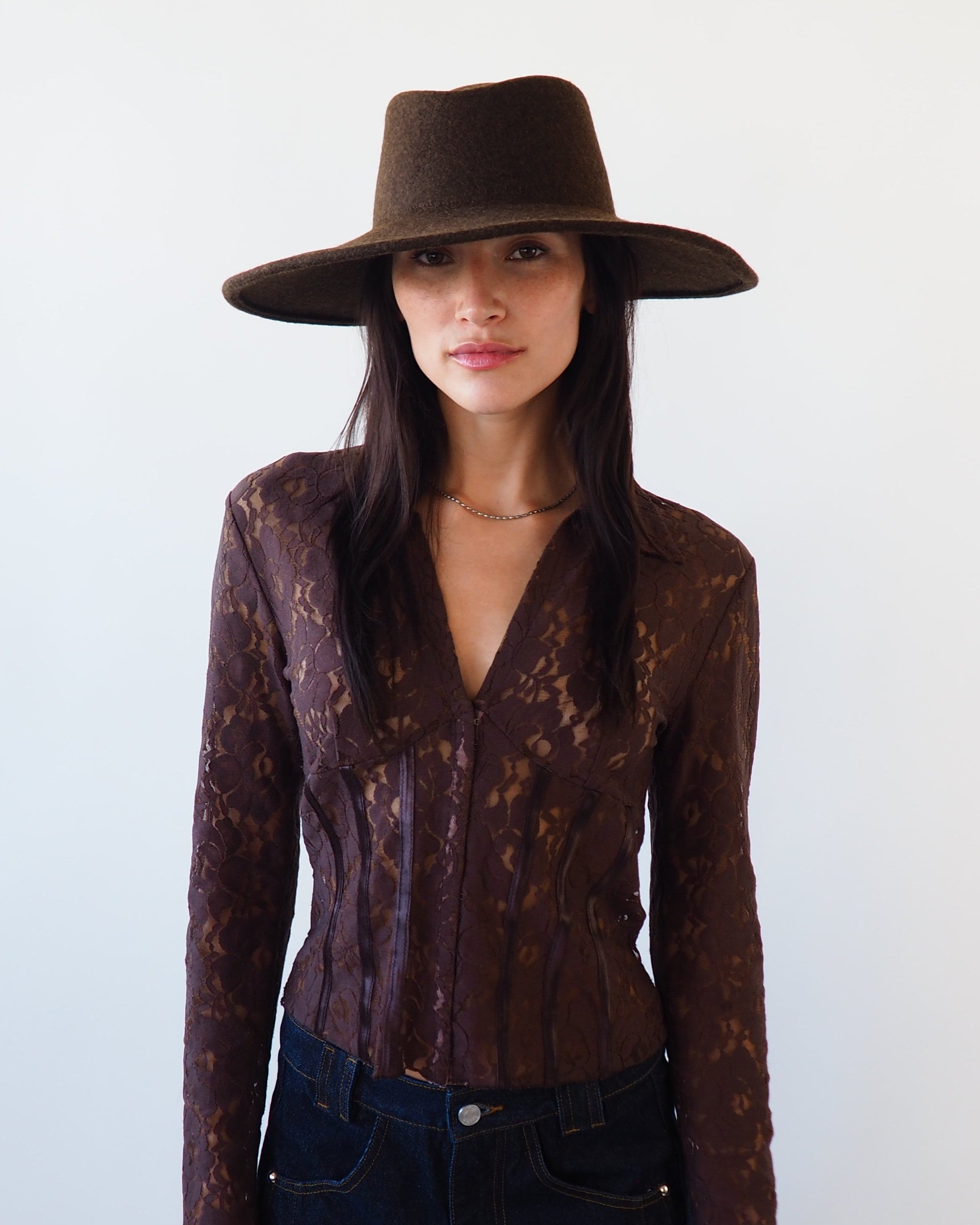 Dai Hat in Brown Melange Wool - CLYDE