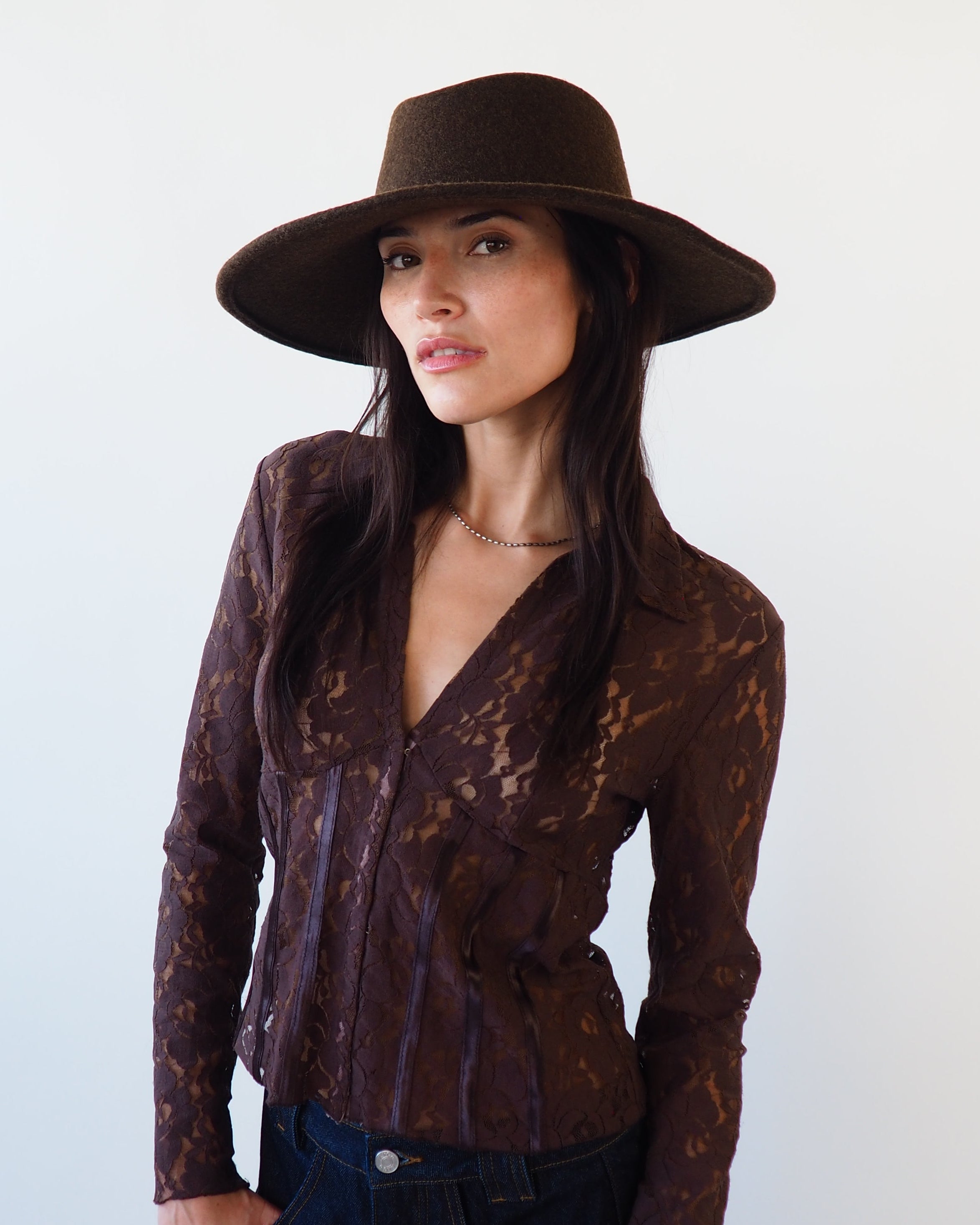 Dai Hat in Brown Melange Wool - CLYDE