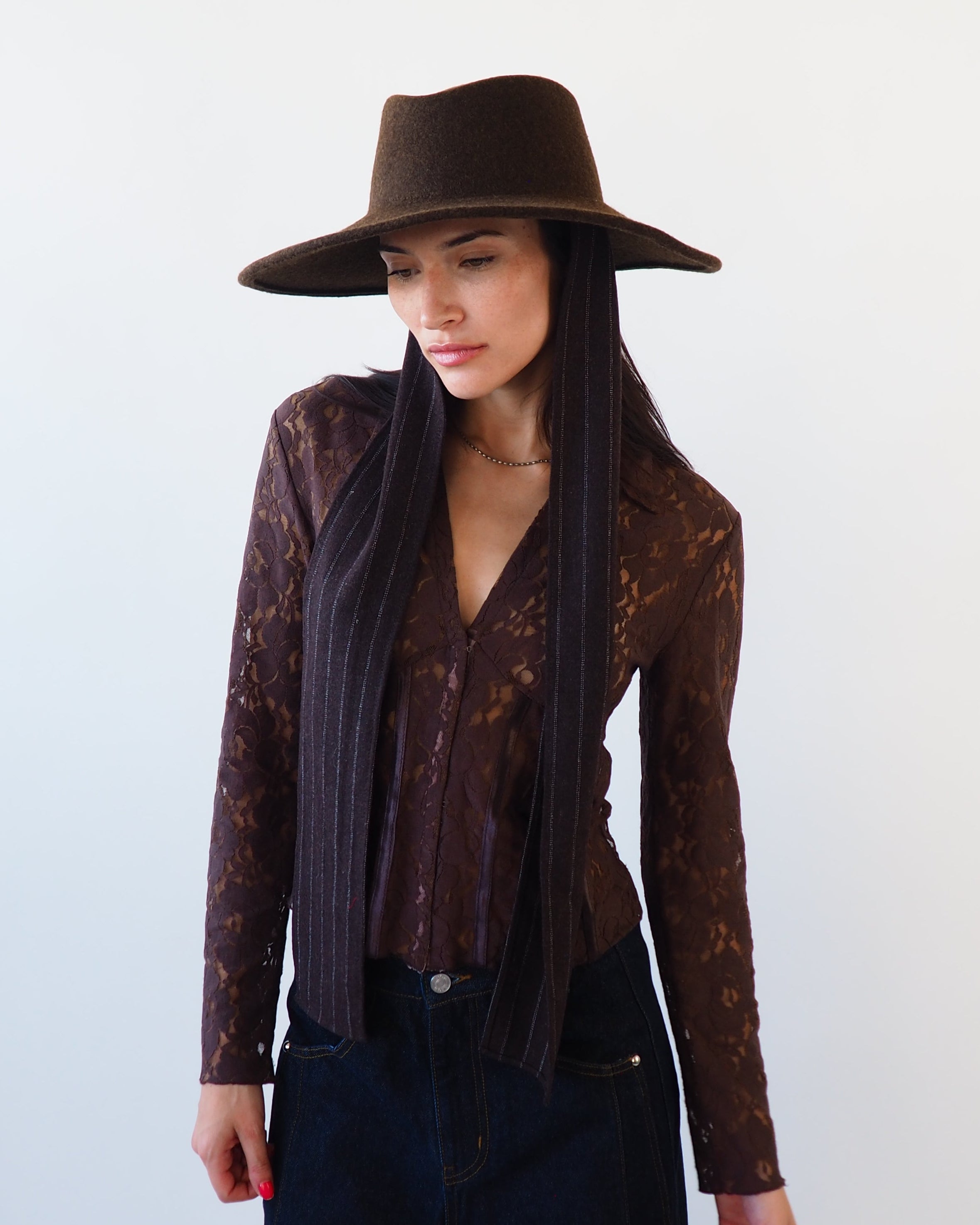 Dai Hat w. Scarves in Brown Melange - CLYDE