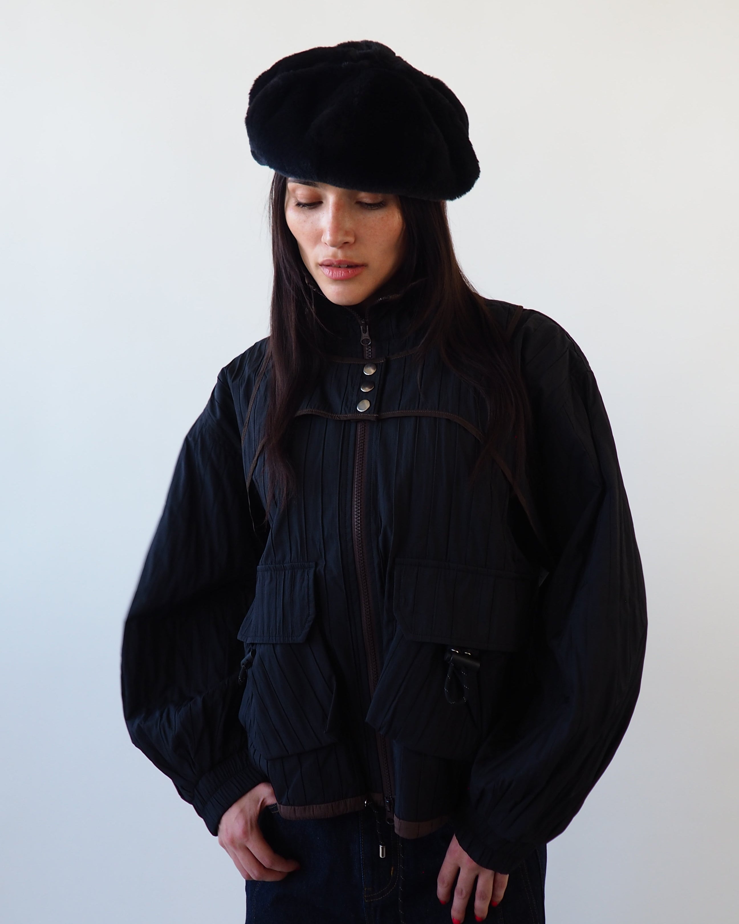 Faux Fur Beret in Black - CLYDE