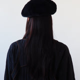 Faux Fur Beret in Black - CLYDE