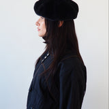Faux Fur Beret in Black - CLYDE