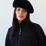 Faux Fur Beret in Black - CLYDE