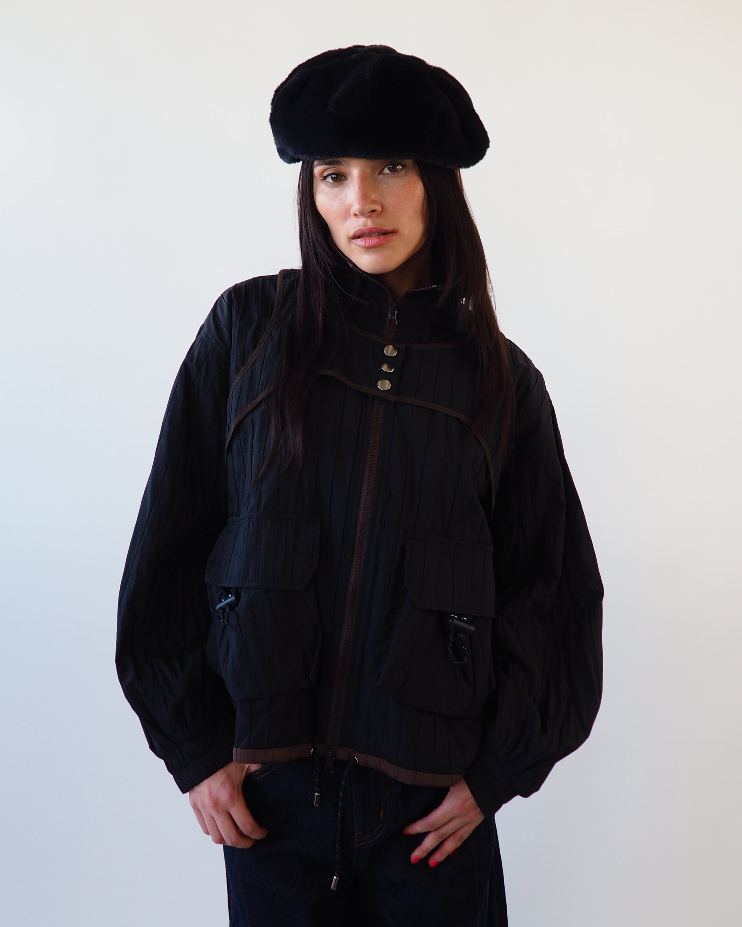 Faux Fur Beret in Black - CLYDE