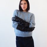 Gauntlet Gloves in Black Nappa Lambskin