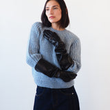 Gauntlet Gloves in Black Nappa Lambskin