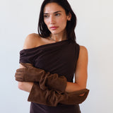 Gauntlet Gloves in Fawn Suede Lambskin - CLYDE