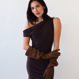 Gauntlet Gloves in Fawn Suede Lambskin - CLYDE